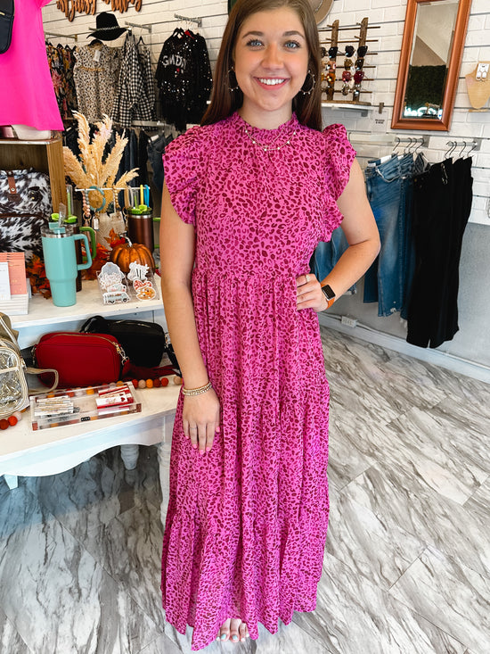 Malibu Pink Leopard Maxi Dress