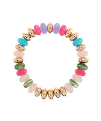 Rondelle & Metal Colorful Bead Bracelet