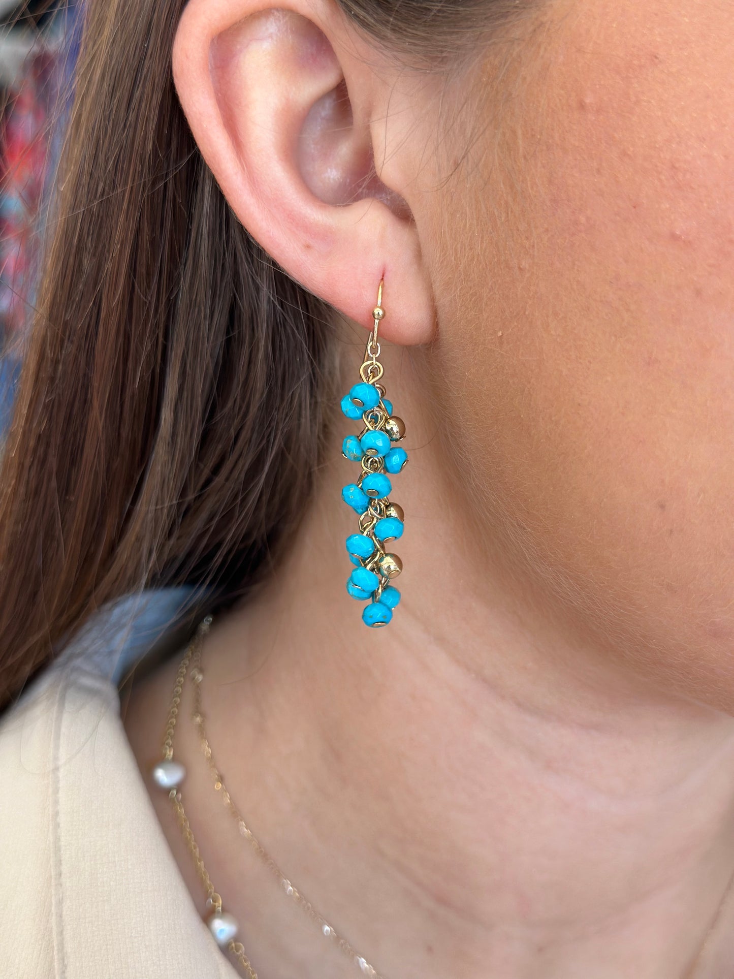 Turquoise Beaded Drop Earring