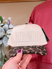 Mommin Embroidered Two Tone Leopard Trucker Hat
