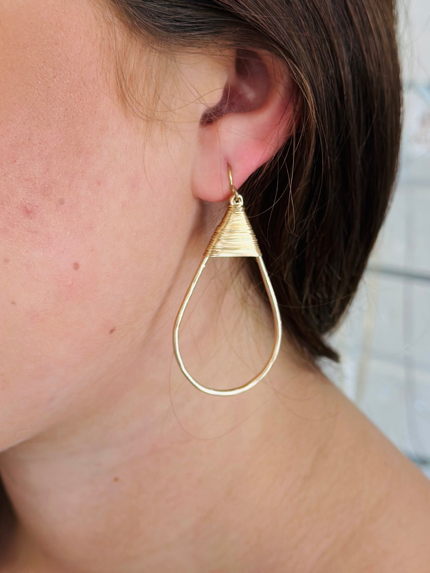 Teardrop Wire Wrap Drop Earring