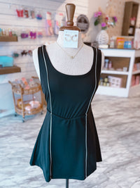 Take the Court Black Piped Tennis Dress