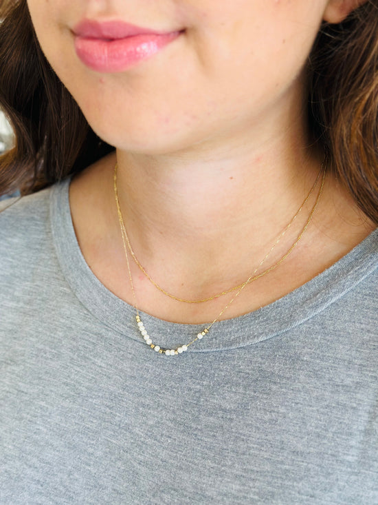Pearl Beaded Layered Chain Necklace