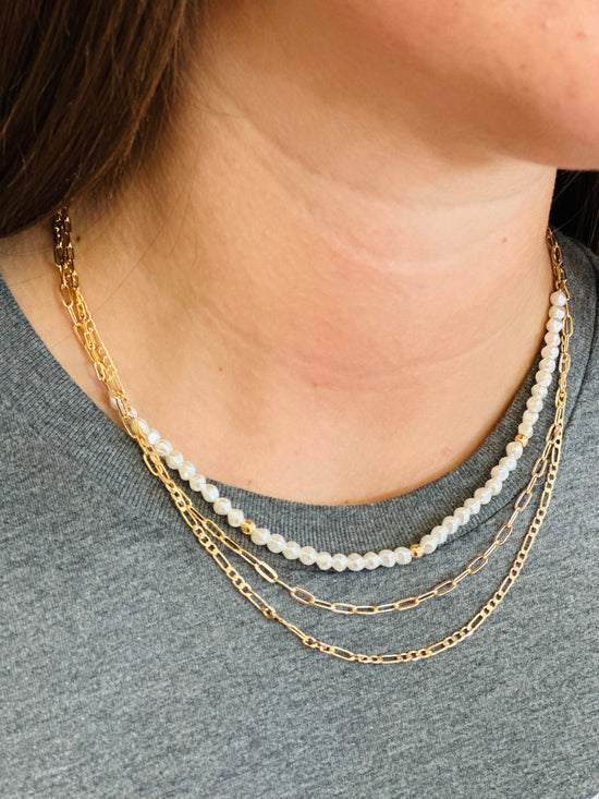 Dainty Triple Layer Pearl Necklace