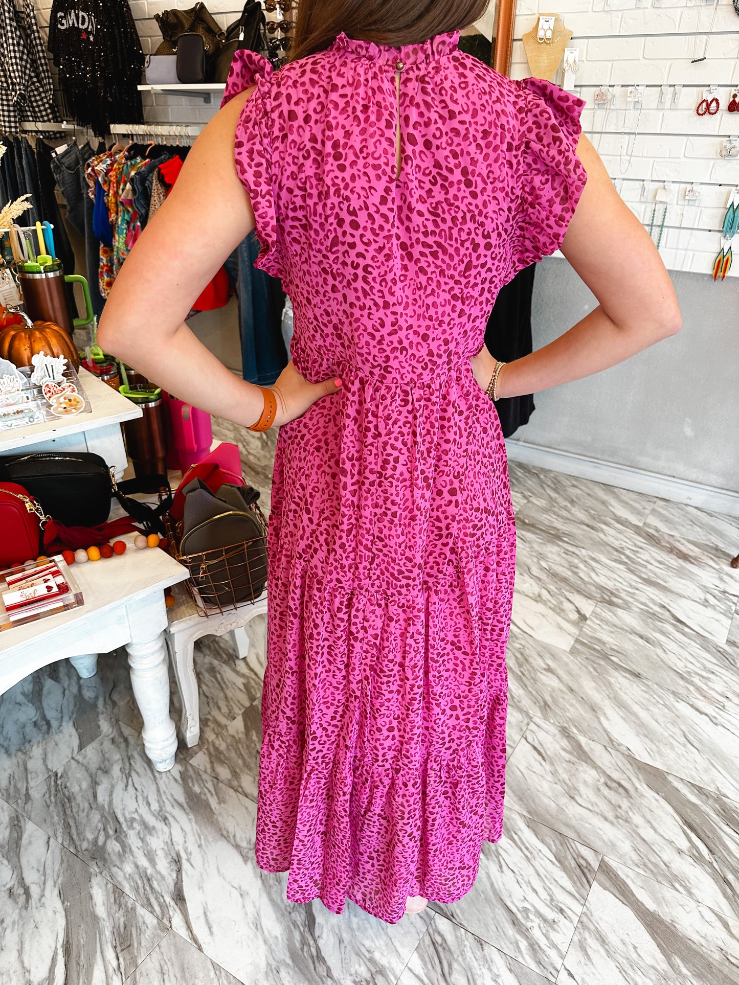 Load image into Gallery viewer, Malibu Pink Leopard Maxi Dress

