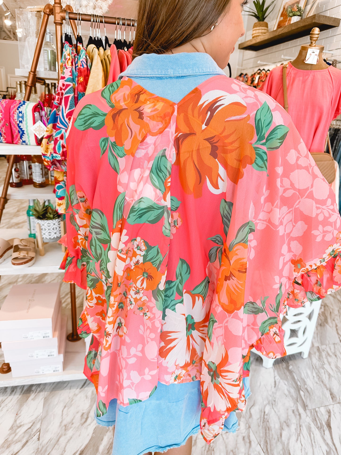 Maui Pink Mix Floral Kimono