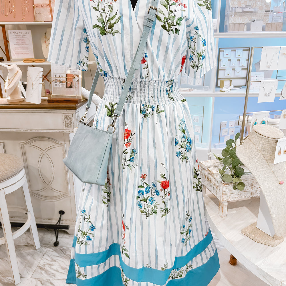 Blushing in Blues Floral Midi Dress – Daisy Village