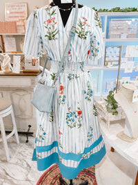 Blushing in Blues Floral Midi Dress