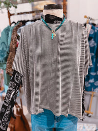 Classic Fav Oversized Ribbed Top in Black