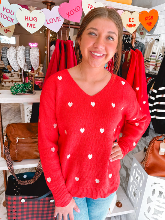 Load image into Gallery viewer, Heartbreaker Red Heart Detail Sweater
