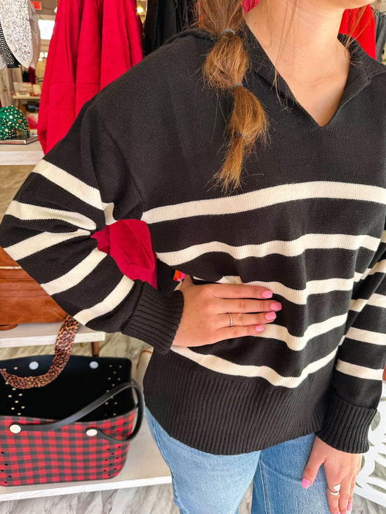 New Crush Black Stripe Sweater