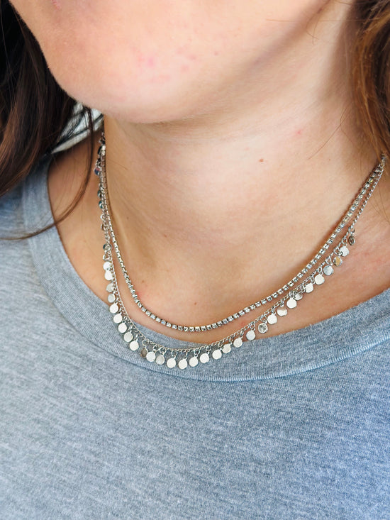 Disc & Tennis Layered Chain Necklace