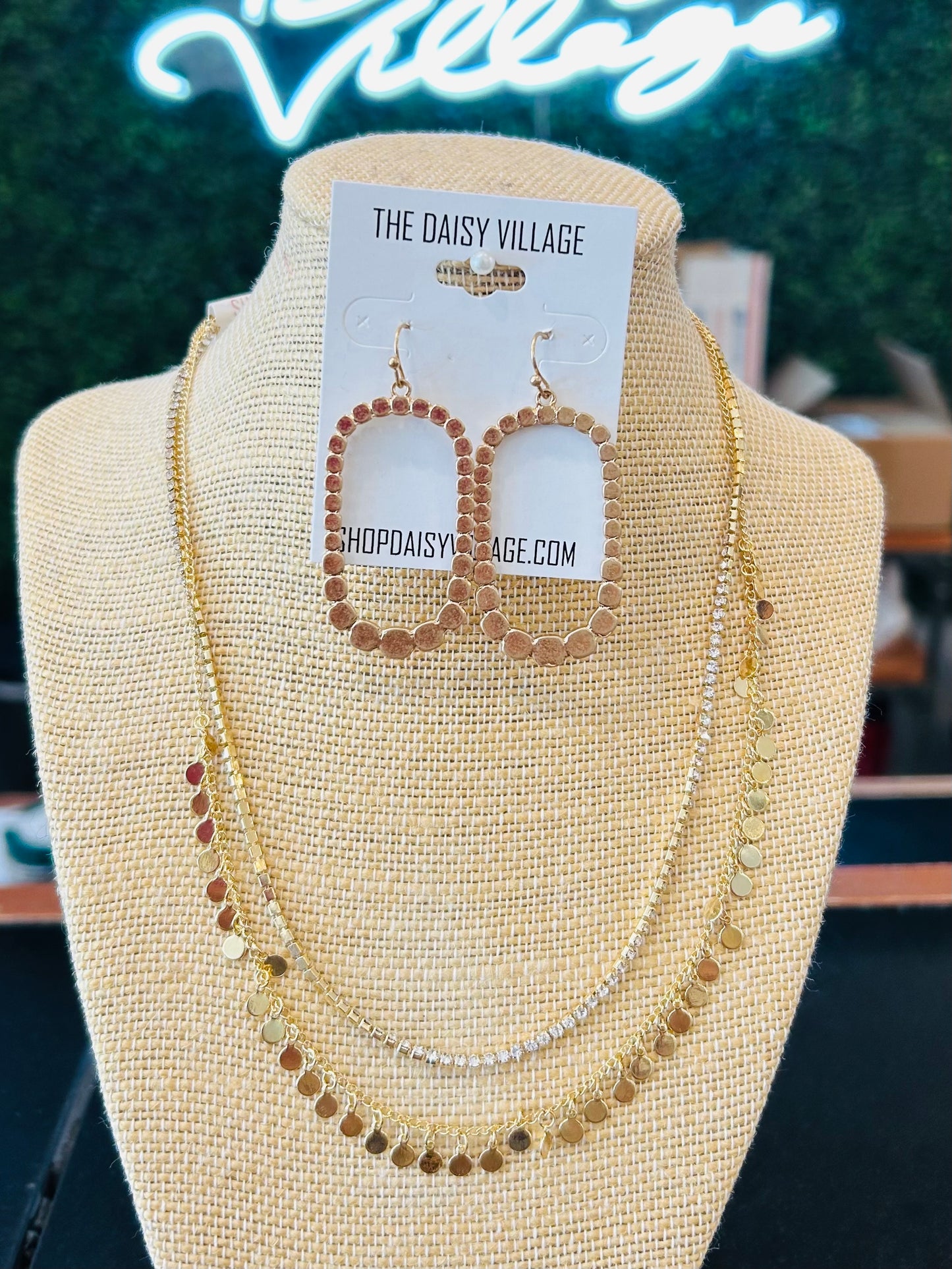 Disc & Tennis Layered Chain Necklace
