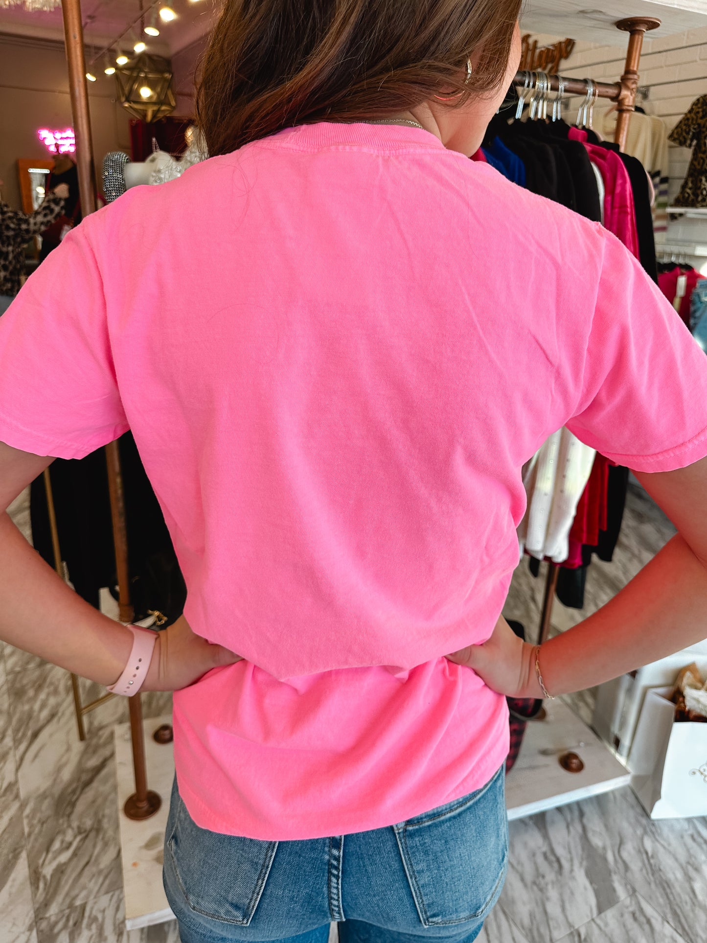 Oklahoma Neon Pink Leopard Patch Comfort Colors Tee