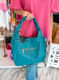 Brandy Braided Handle Teal Hobo Shoulder Bag