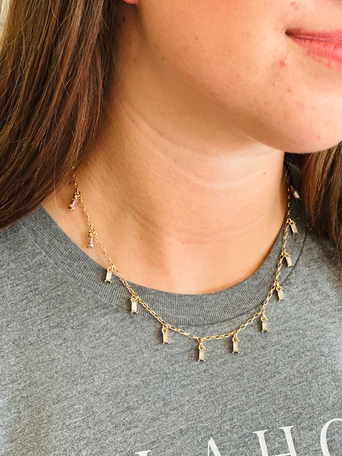 Dainty Crystal Charmed Necklace