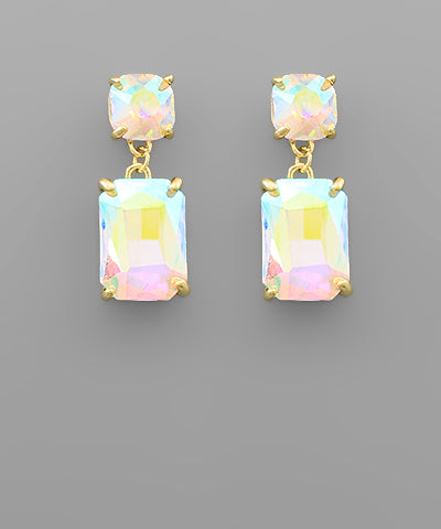 Square Link Crystal Drop Earring