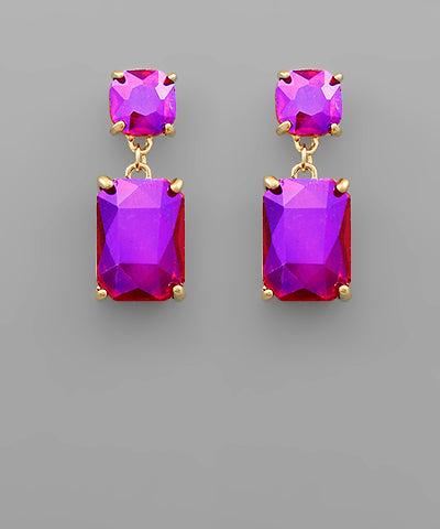 Load image into Gallery viewer, Square Link Crystal Drop Earring
