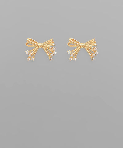 Crystal Bow Stud Earrings