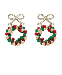 Christmas Wreath & Bow Earrings