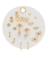 Bow & Heart 10 Piece Stud Earring Set