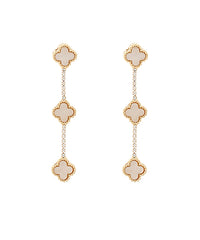 Clover & Pave Station Chain Drop Earring