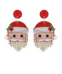 Santa Crystal Beard Stud Earrings