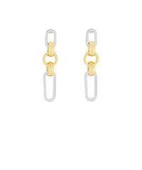 Linked Chain & Oval Drop Earrings