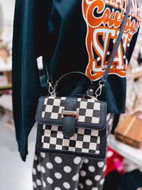 Nora Checkered Buckle Crossbody Bag