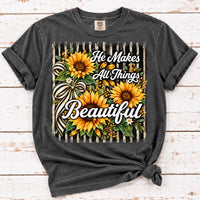 HE MAKES ALL THINGS BEAUTIFUL SUNFLOWER PEPPER COMFORT COLORS TSHIRT