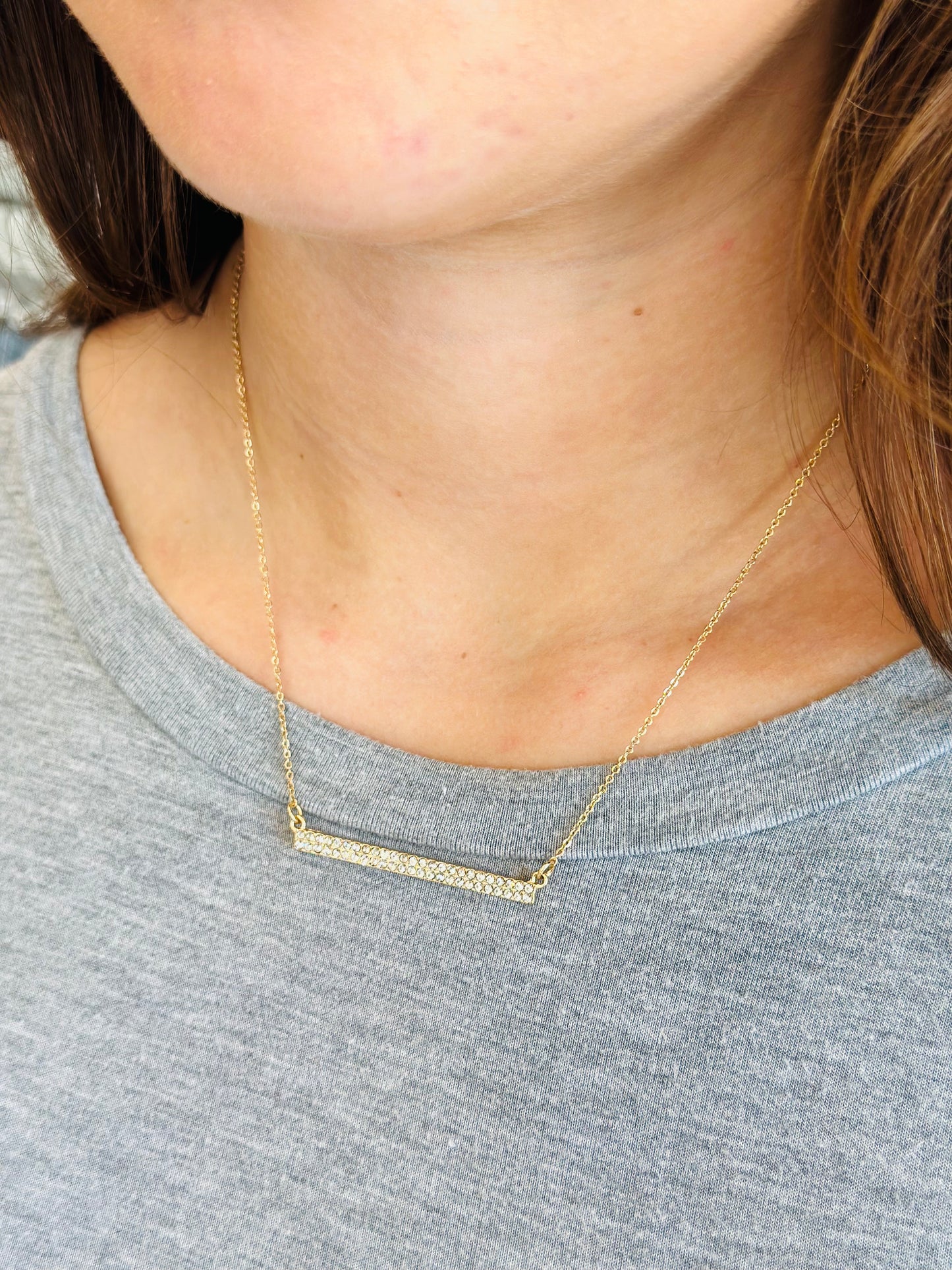 Crystal Bar Necklace | Multiple Colors