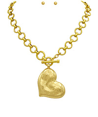 Statement Heart Textured Charm Water Resistant Necklace