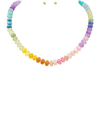 Pastel Colorful Ombre Stone Beaded Necklace