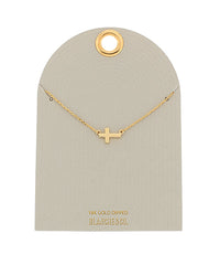 Sideways Mini Cross 18k Gold Dipped Necklace
