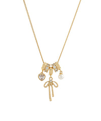 Pave Bow & Multi Charm Necklace
