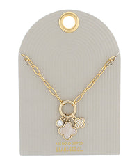 Mother of Pearl Clover Charm 18k Gold Dipped Necklace