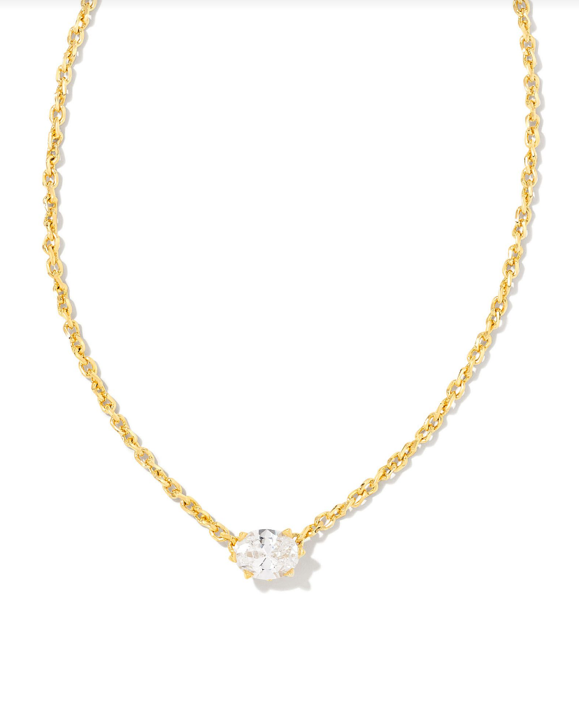 Cailin Pendant Necklace in White Crystal | April