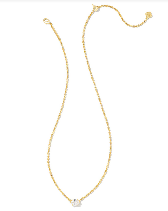 Cailin Pendant Necklace in White Crystal | April