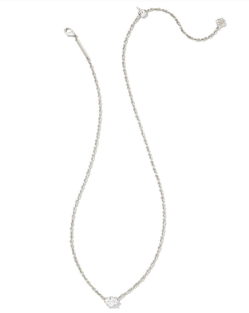 Cailin Pendant Necklace in White Crystal | April