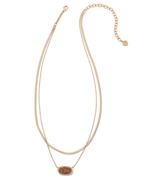 Elisa Herringbone Multistrand Drusy Necklace