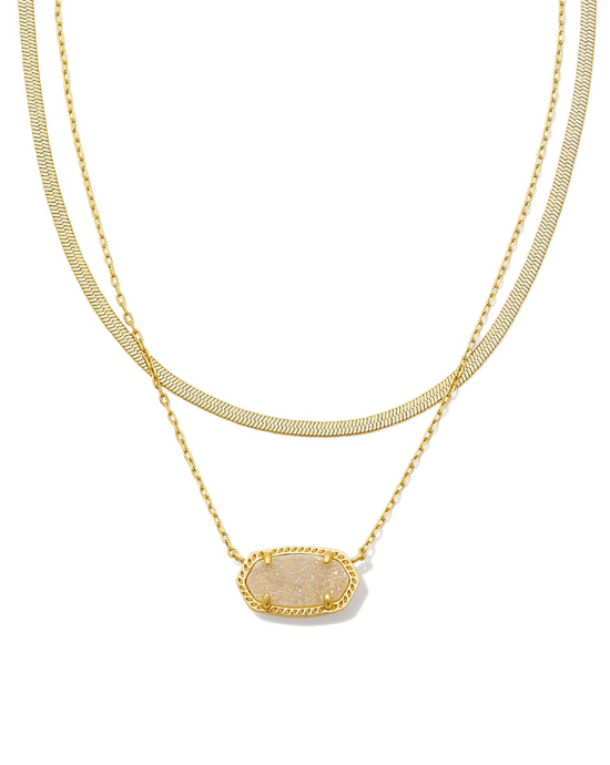 Elisa Herringbone Multistrand Drusy Necklace