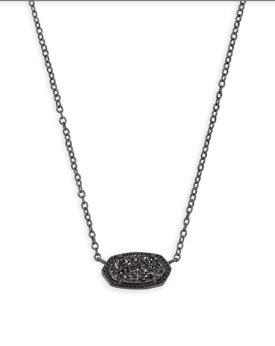 Elisa Pendant Necklace in Gunmetal Drusy