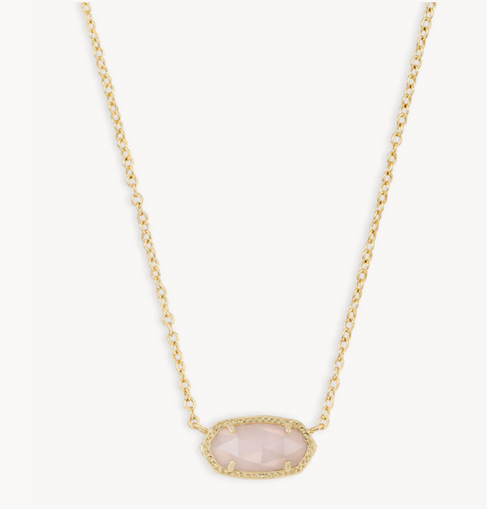 Elisa Pendant Necklace in Gold Rose Quartz