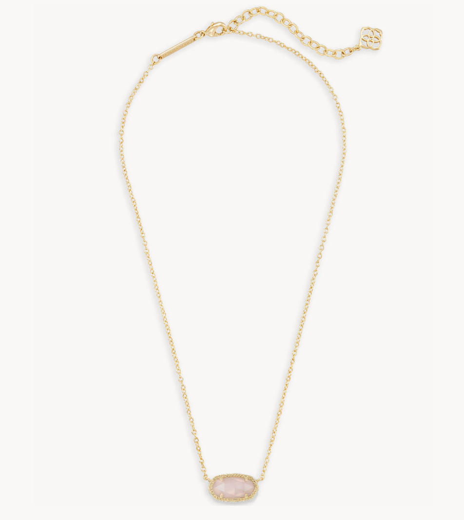 Elisa Pendant Necklace in Gold Rose Quartz Daisy Village