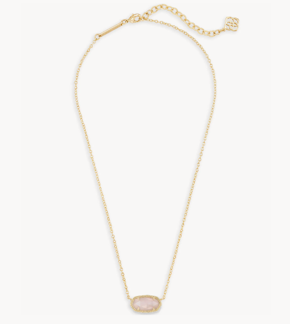 Elisa Pendant Necklace in Gold Rose Quartz