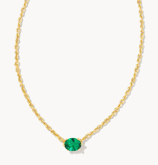 Cailin Pendant Necklace in Green Crystal | May