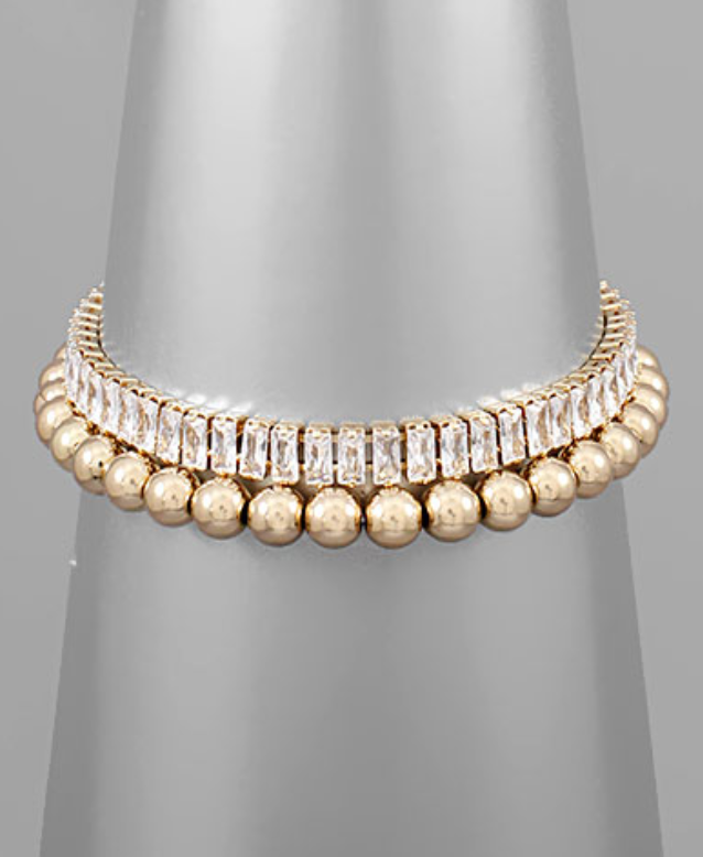 Load image into Gallery viewer, Crystal Baguette Bracelet Set
