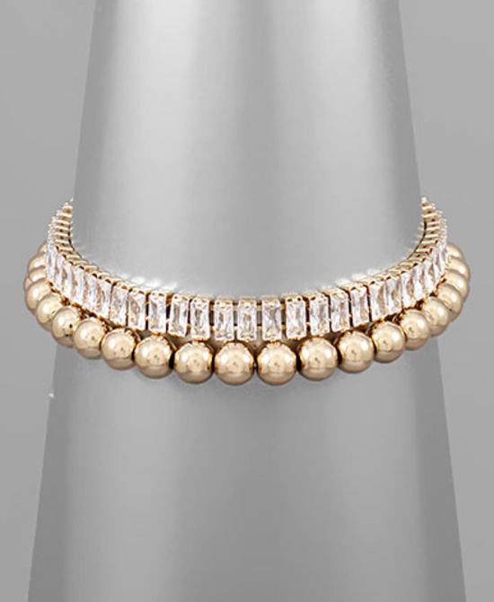 Crystal Baguette Bracelet Set