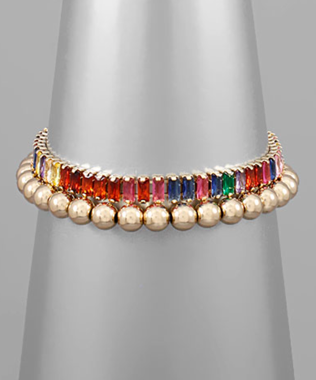 Crystal Baguette Bracelet Set