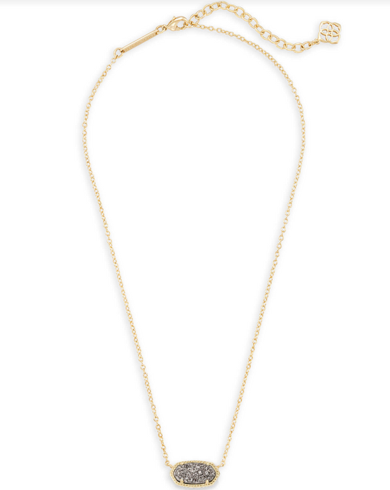 Elisa Pendant Necklace in Gold Platinum Drusy